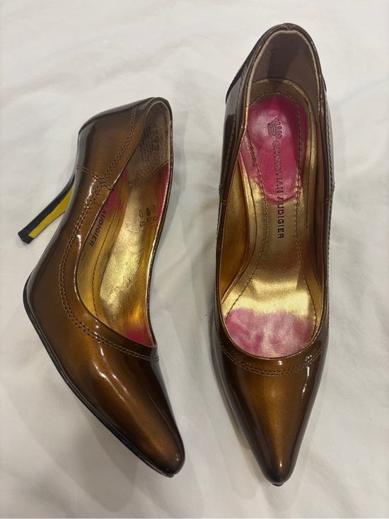 Christian Audigier Shoes - Christian Audigier Metallic Bronze Pointed-Toe Pumps 7 women’s leather Ed hardy